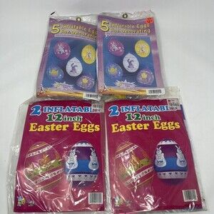 Lot Of 14 vintage EASTER EGG inflatable RABBIT Decoration‎ NEW Toy Bundle